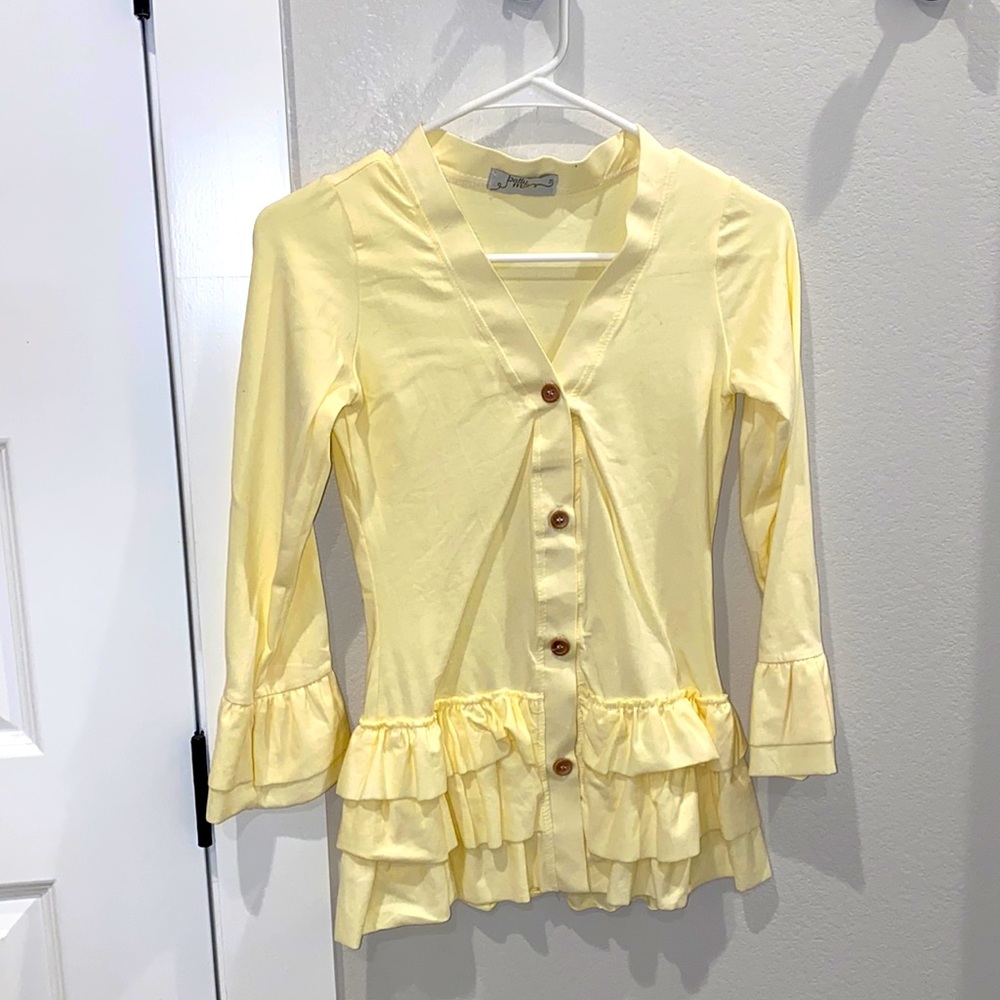 New without tags Butter Yellow Girls Ruffle Boutique Cardigan Sweater NWOT